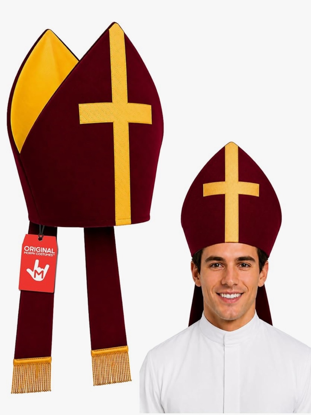 Bishop Pope Catholic Cardinal Saint Halloween Costume Cosplay Accessory Hat